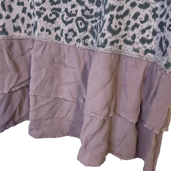 La Miel Dusty Pink Leopard Print Short Sleeve Top- Size M - Picture 7 of 8